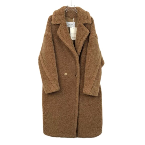 Max Mara Womens Oversized Camel Teddy Coat Double-Breasted Wool - Picture 1 of 8